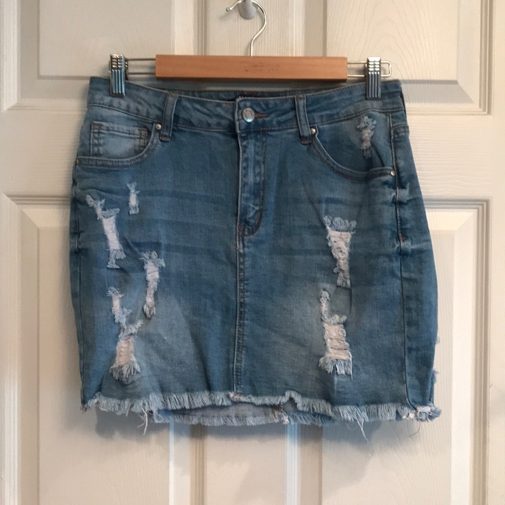Wax Jeans brand size L zipper closure distressed Jean mini skirt